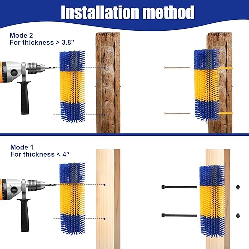 2Pcs Soft Livestock Scratching Brush, Goat Scratcher Brush Full Massage Grooming Brushes with 8 Screws for Cow, Cattle,Horse,Goat,Pig (Red, 1 Pack)(Yellow,1 Pack)