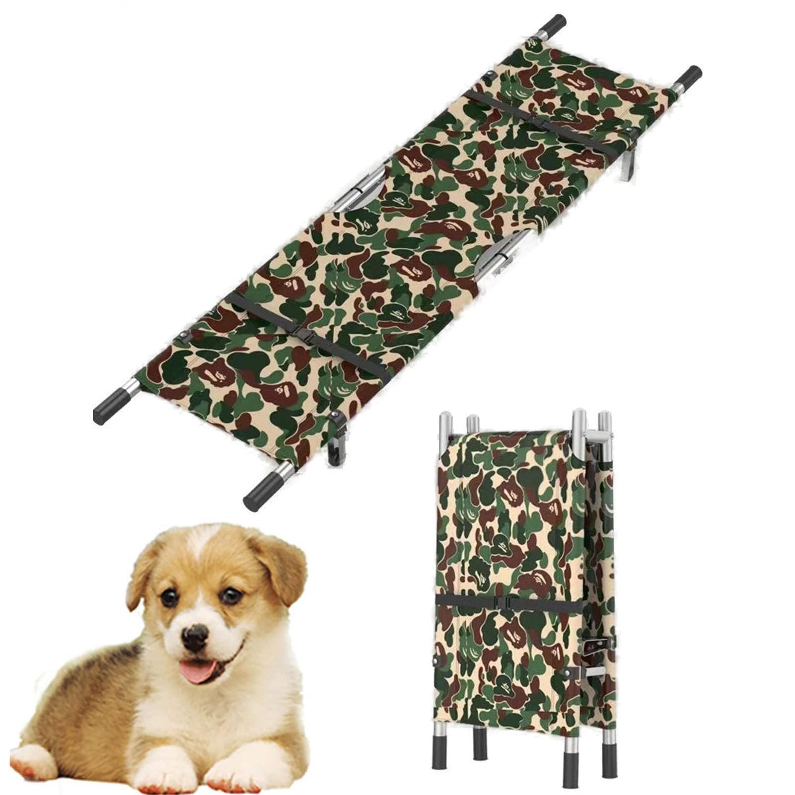 SGKOMN Animal Stretcher with Wheels, Transport Stretcher for Dogs Transport Trolley Stainless Steel, Pet Stretcher, Animal with Safety Strap Pet Stretcher, Waterproof, Multi-colored