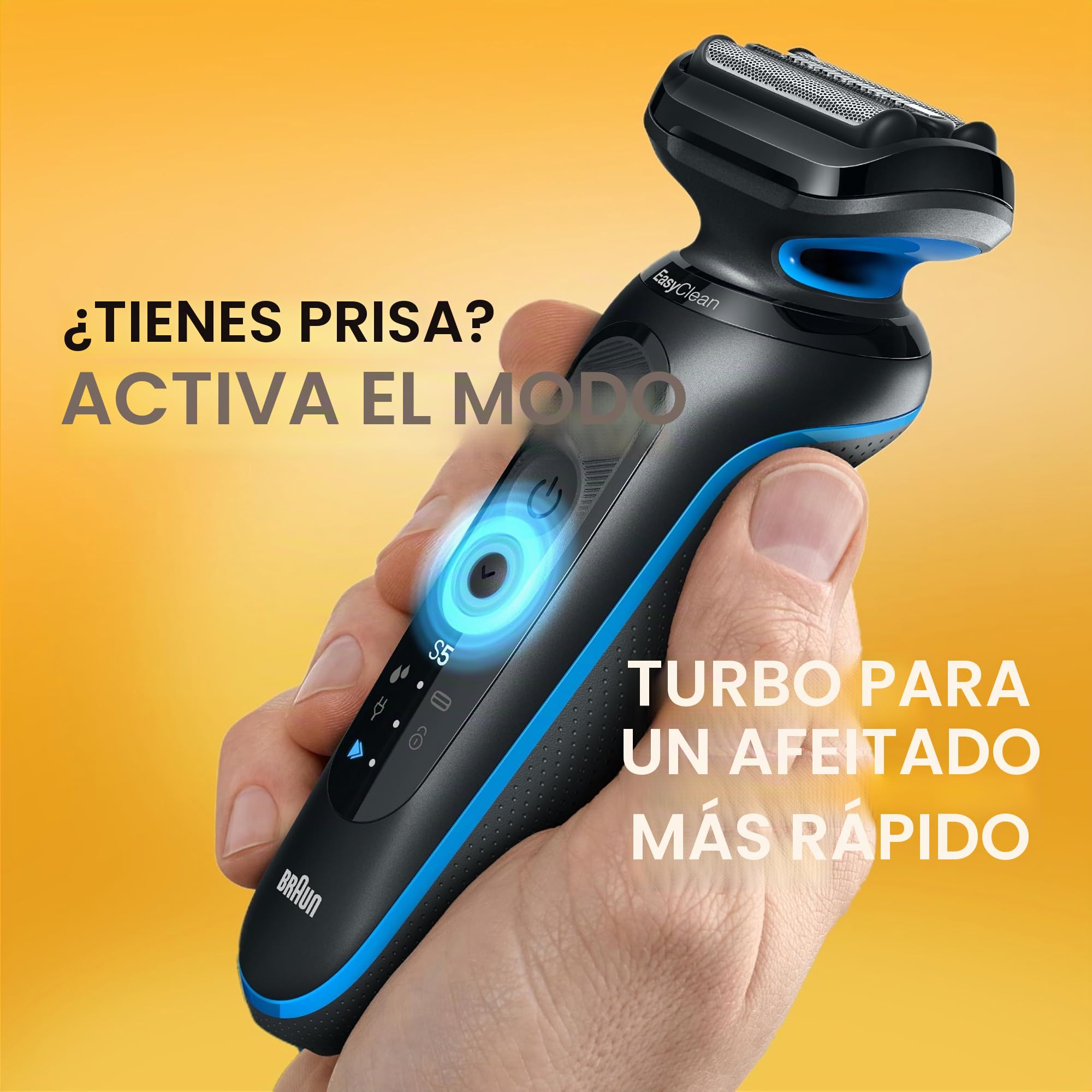 Braun Afeitadora eléctrica para hombre, serie 5 5118s, afeitado húmedo y seco, modo de afeitado turbo, afeitadora de aluminio, diseñada en Alemania, con recortadora de precisión, azul