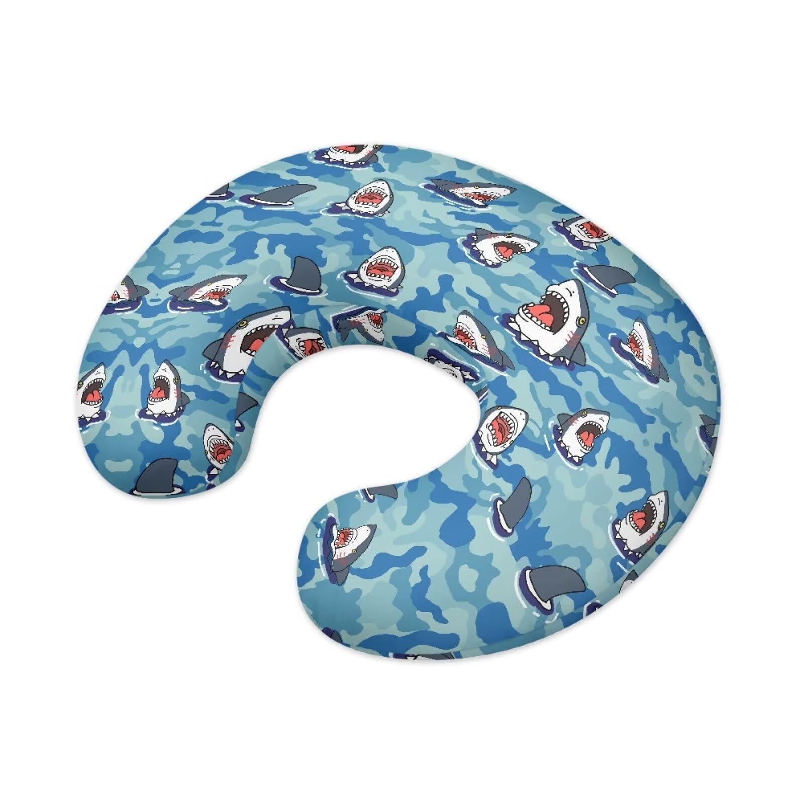 XXQGOMG Nursing Pillow Cover Blue Shark Breast Feeding Pillows for Babies Boys & Girls Soft Breathable Nursing Pillow Case U Shaped Nursing Pillow Slipcovers for Breastfeeding Mom