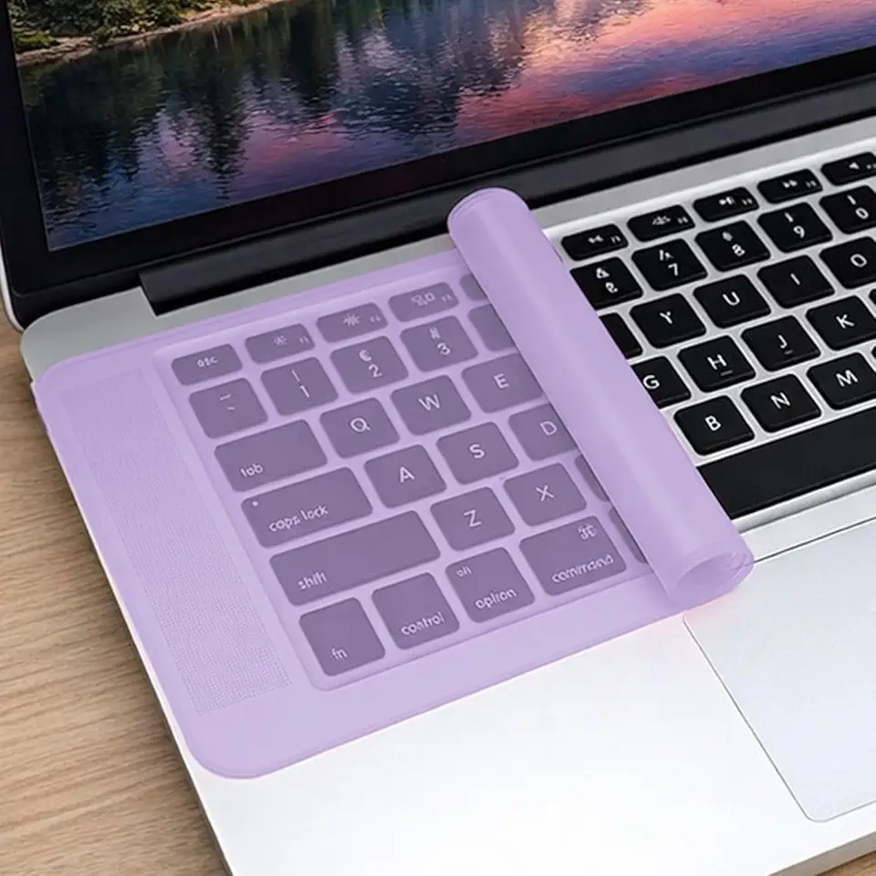 Protetor de teclado para laptop capa transparente de silicone para proteção à prova de poeira compatível com 13-14 polegadas (roxa)