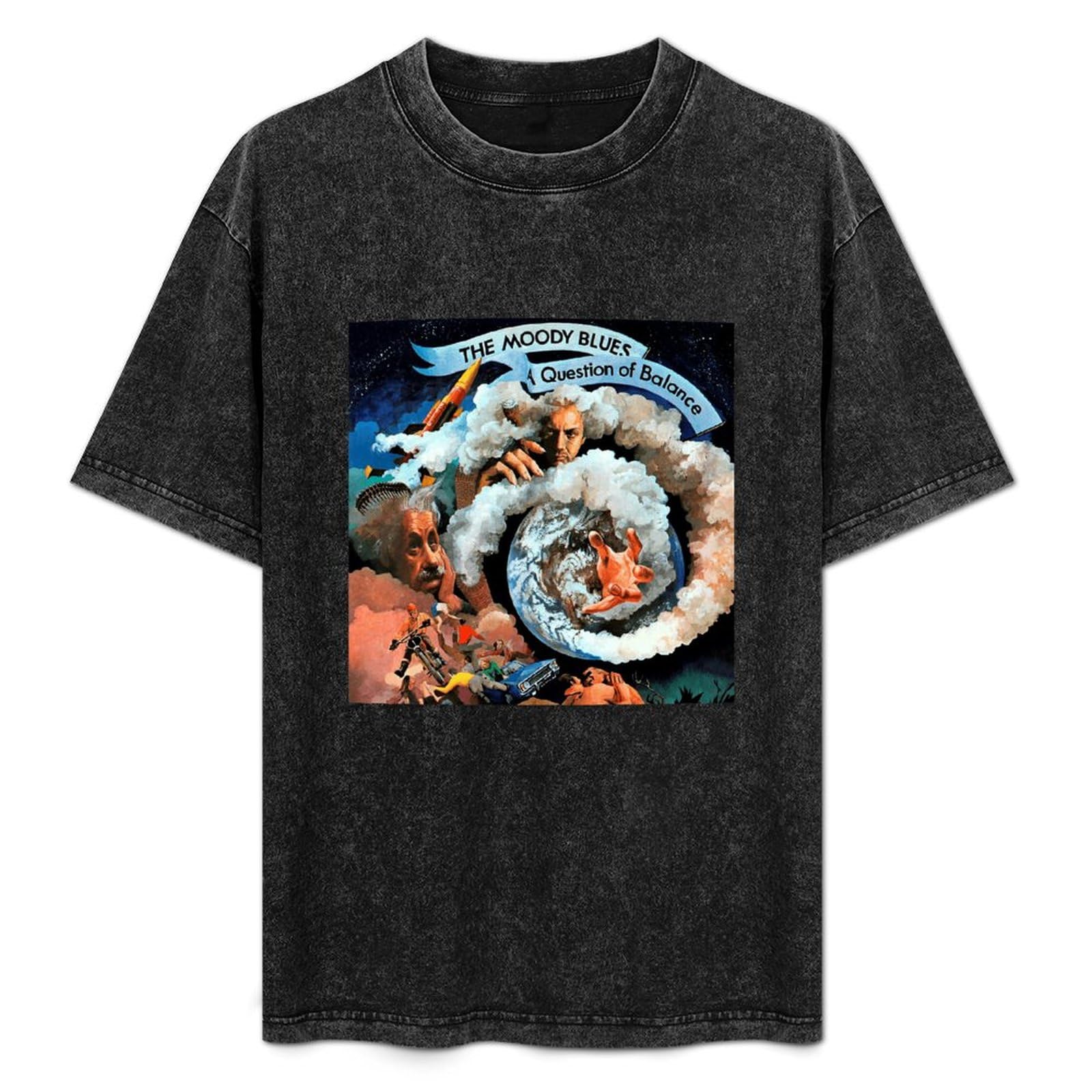 Balance Master Unisex Black The Moody Blues Logo Summer Casual Tee Short Sleeve Crew Neck Cotton Tops Washed Vintage T-Shirt Xxl
