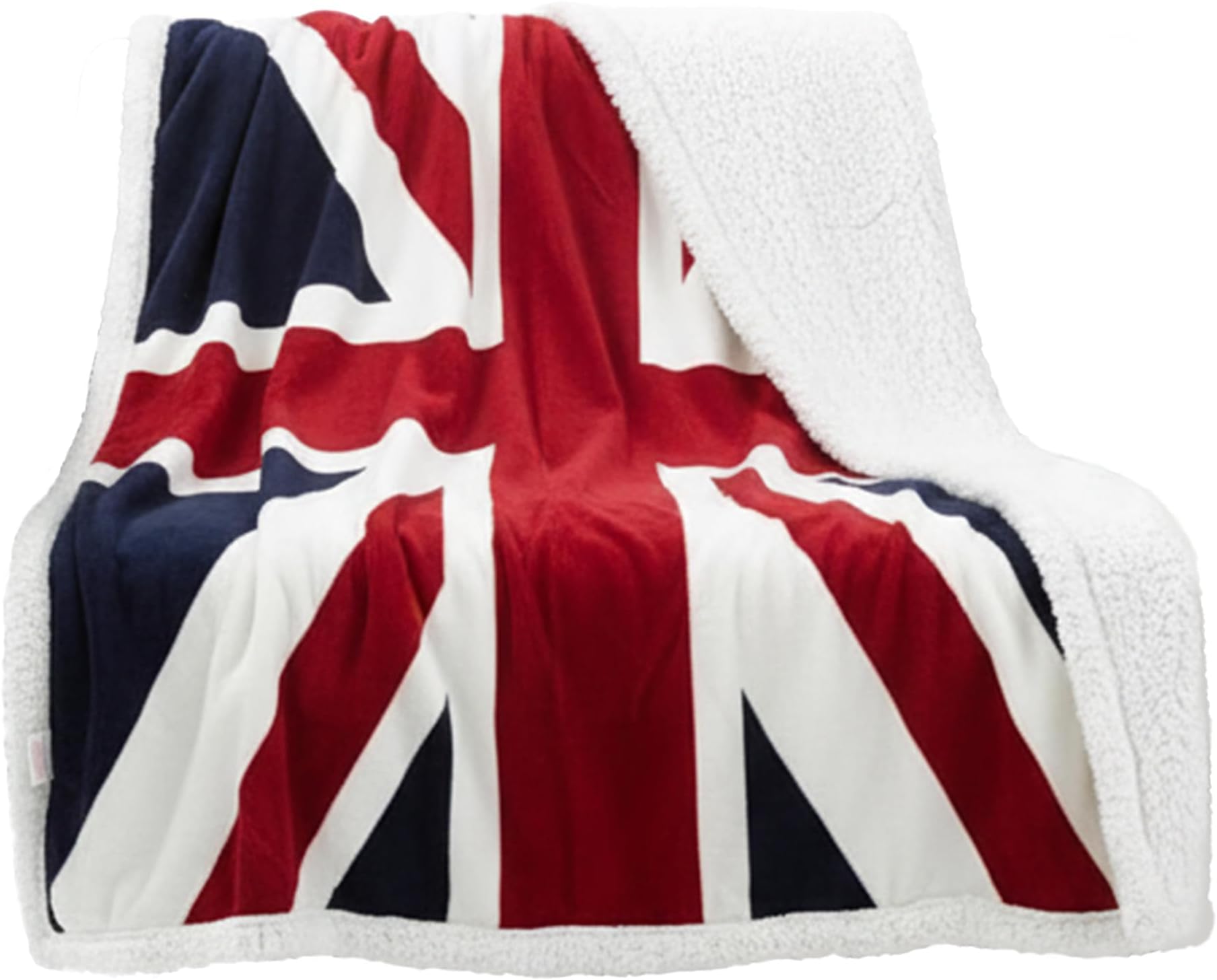 Union Jack Fleece Blanket Throw - Red Whit Blue. British Flag