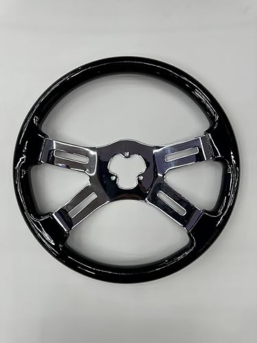 Miniatura 2 de Freightliner - Volante negro cromado de 16 pulgadas con cubo y botón de bocina para Century, Columbia, FLD120, Classic 1989-2006