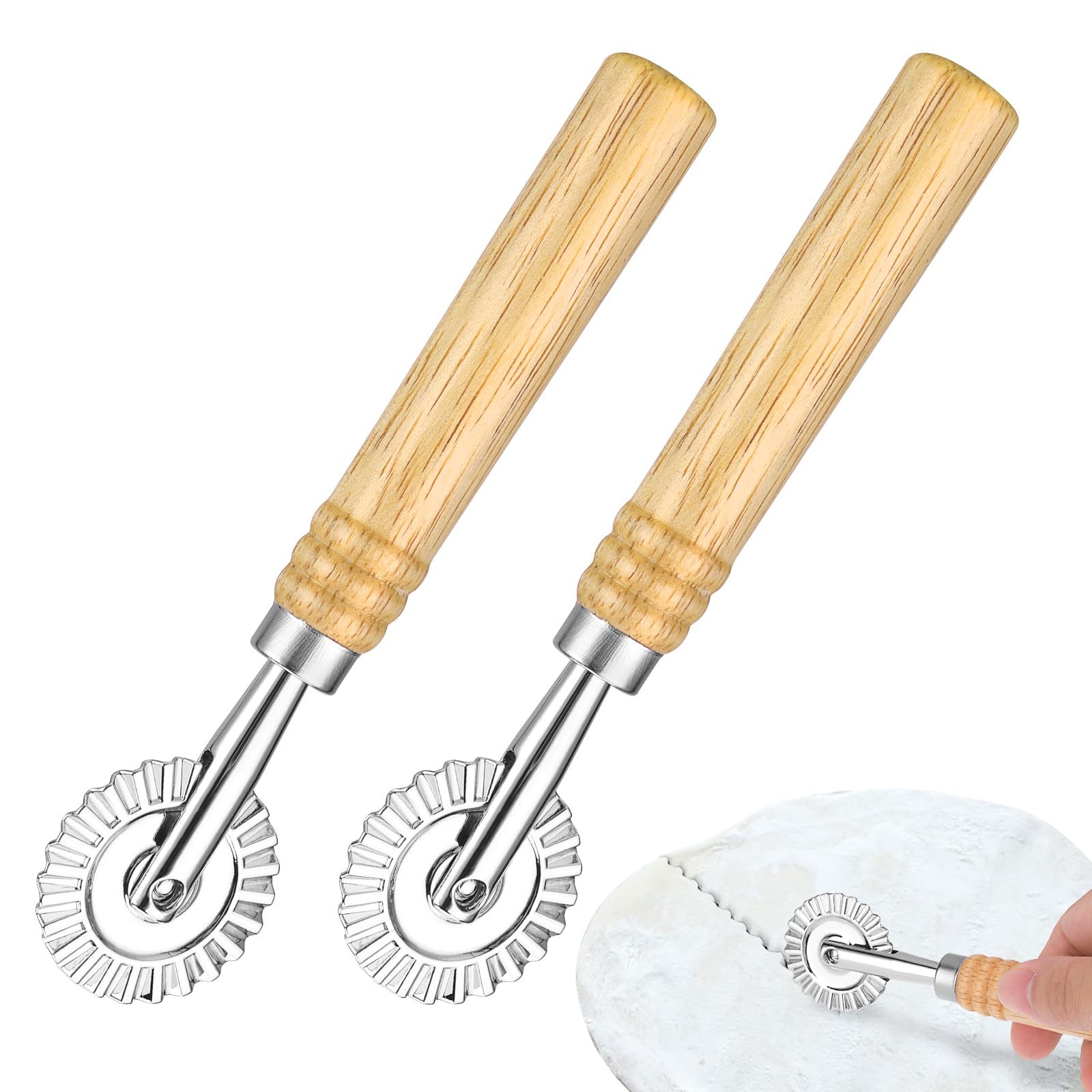 Roulette Coupe Pate Patisserie, Roulette Raviolis Avec Manche En Bois