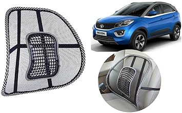 Auto Kite - Mesh Ventilation Car Seat Back Rest Cushion pad with Elastic Belt Support Black for - Nexon