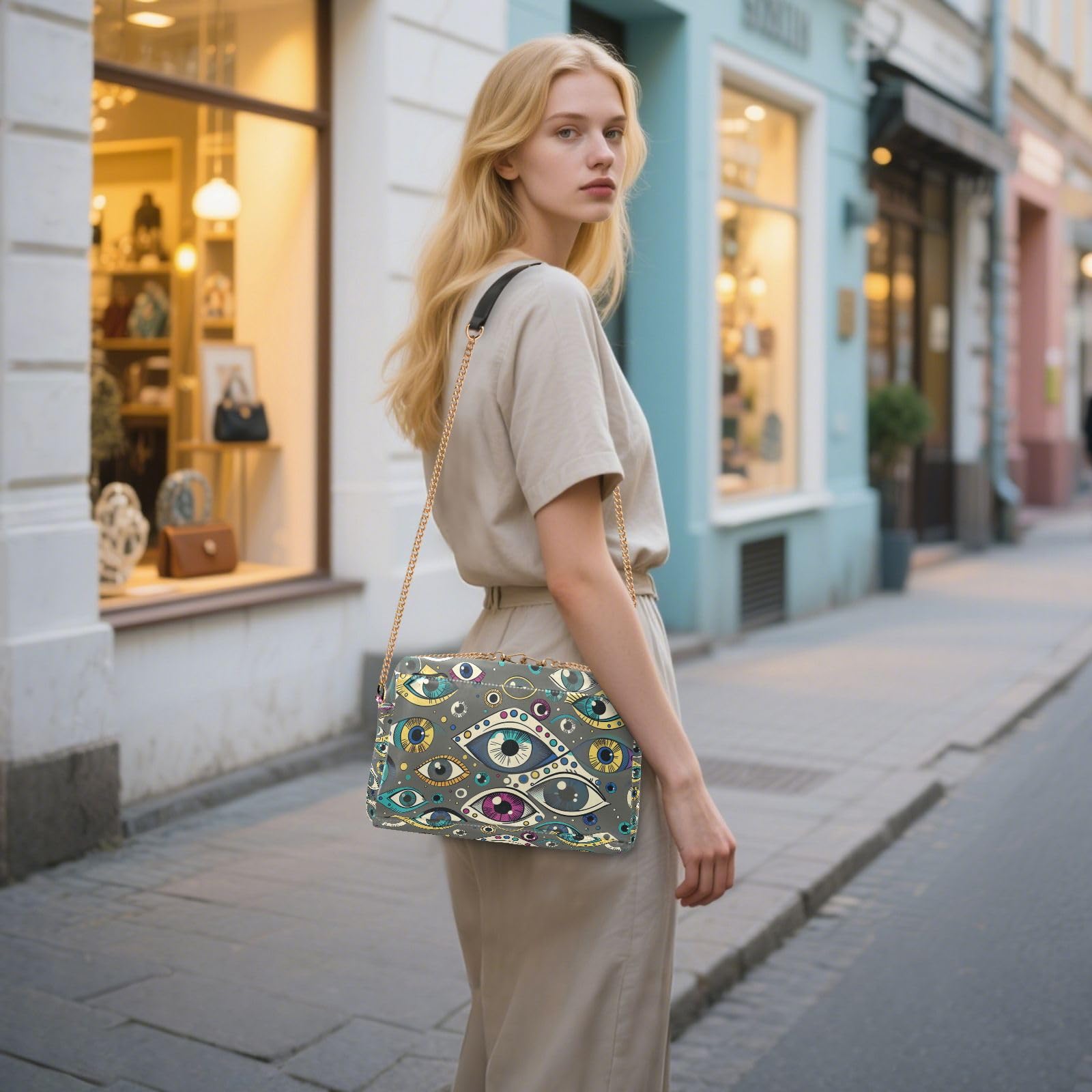 FRODOTGV Damska torebka crossbody o pojemności 2,5 l | Trwałe etui ze skóry PU na całej powierzchni i wewnętrzna kieszeń lekka praca zwiedzanie wielkanocne wiosenne jajka