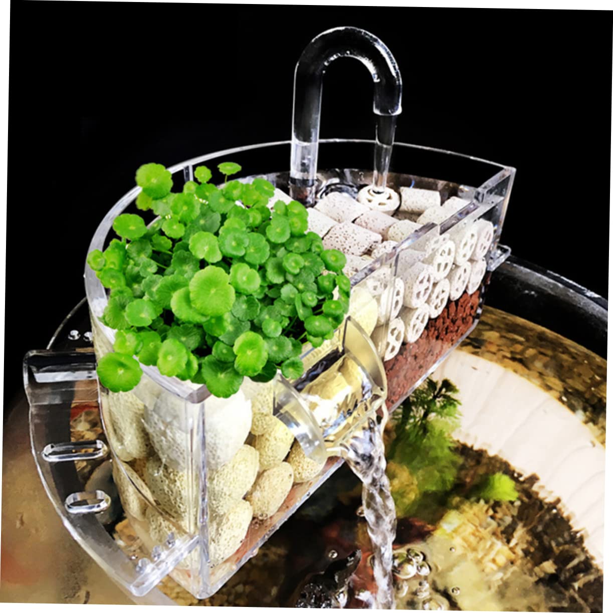 Aquariumpumpe mit Tauchpumpe für Niedrigen Wasserstand Eckfilter für Aquarien Aquarium-Filter mit Mehrschichtigem Filtermaterial Geeignet für Aquarien