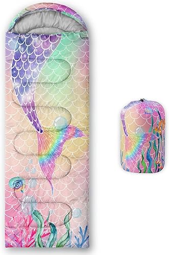 Datura home Saco de dormir para niños y niñas, estampado de luna de cohete, ligero, cálido, portátil, para exteriores, interior, impermeable,