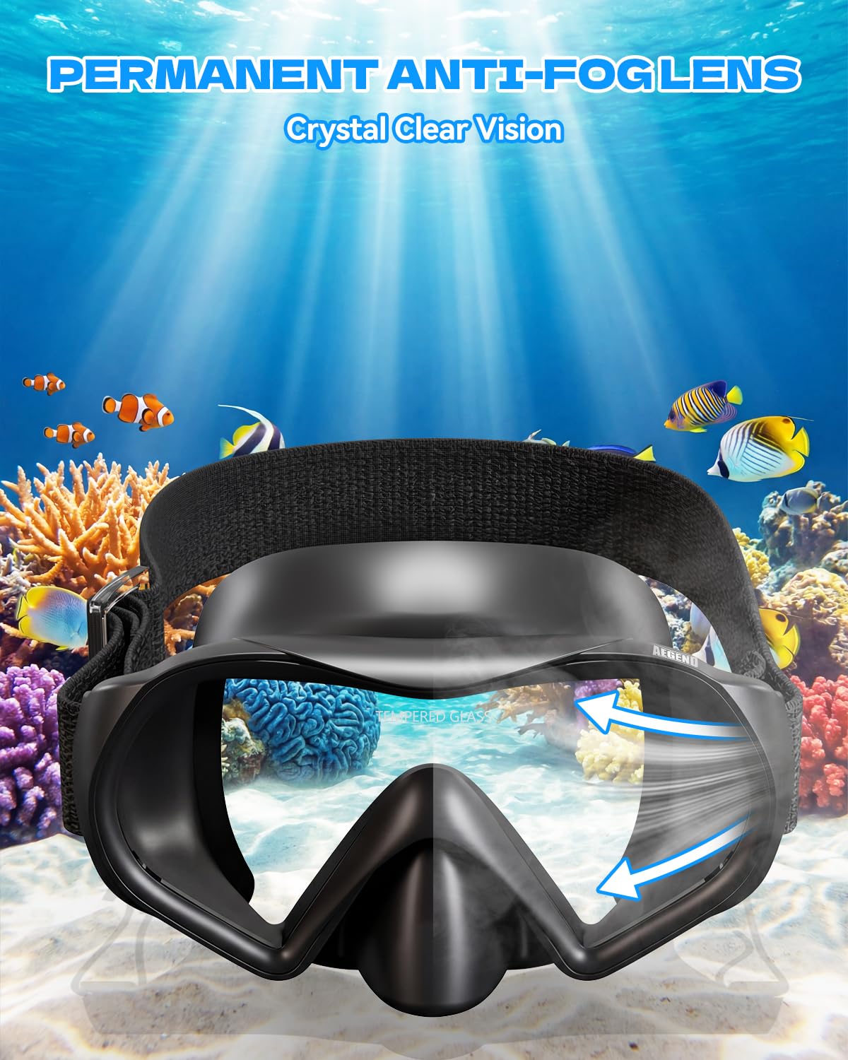 Aegend Paquete de 2 gafas de natación, máscara de buceo para adultos, hombres y mujeres, cubierta de nariz, correa de punto suave