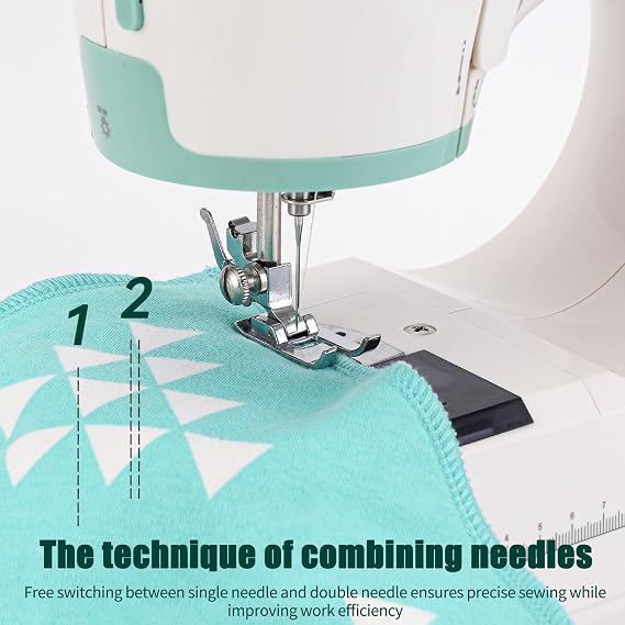 Sewing Machine for Beginners Twin Needles Sewing Machines with 12 Built-in Stitches Lightweight Portable Free Arm Design for Mending Clothes, DIY Quilting, and Small Projects