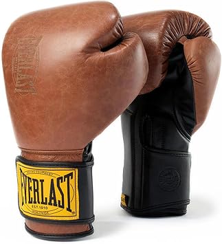 Everlast 1910 Boxing Gloves | Advanced Gloves for Men and Women | Hook and Loop with Triple-Layer Foam & Wrist Support for Injury Prevention | Heavy Bag & Speedbag Training 14oz | Brown