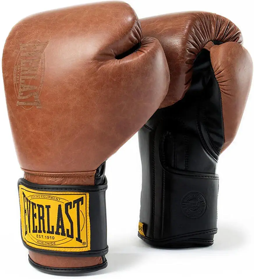 Everlast Luvas de boxe 1910 | Luvas avançadas para homens e mulheres | Gancho e laço com espuma de camada tripla e suporte de pulso para prevenção de lesões | Treinamento de bolsa pesada e bolsa