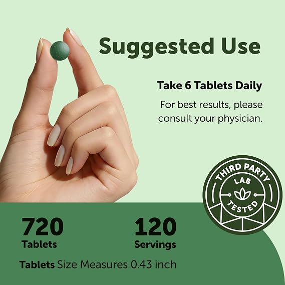 Micro Ingredients Organic Spirulina Chlorella Tablets, 720 Count