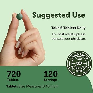 Micro Ingredients Organic Spirulina Chlorella Tablets, 720 Count