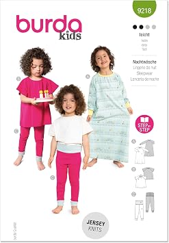 Burda Style X09218BURDA Childrens Nightgown, Sleep Shirt, Leggings Sleepwear Sewing Pattern Packet, Design Code B9218, Sizes 4-11 104-146