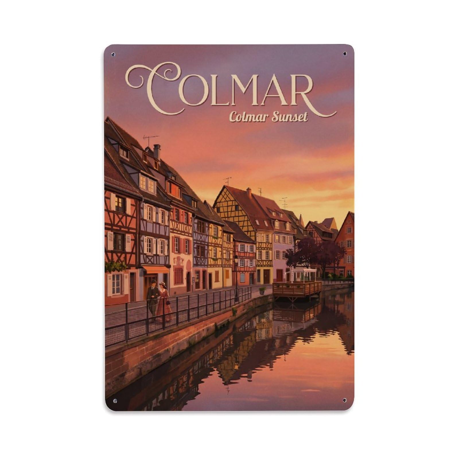 Gead 8X12inch Style Vintage Travel France Sunset Metal Tin Sign