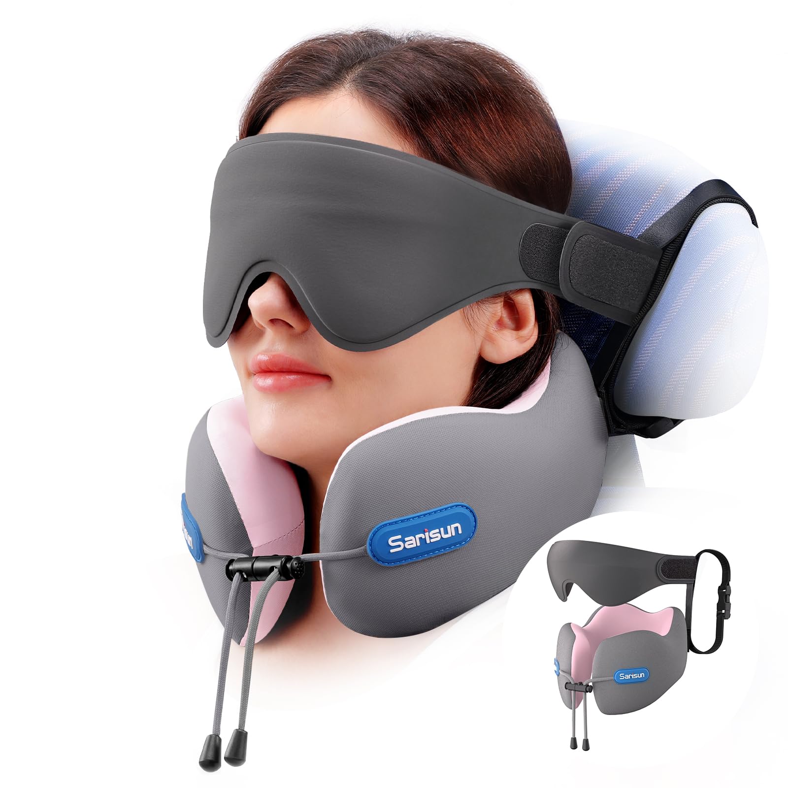 Photo 1 of SARISUN Travel Pillow with Neck Support & 3D Eye Mask
