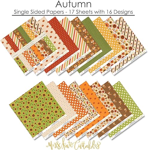 Miniatura 2 de Miss Kate Cuttables Paquete de papel de patrón  Otoño  Scrapbook Premium Papel especial de una cara 12 x 12 pulgadas Colección Incluye 16 hojas