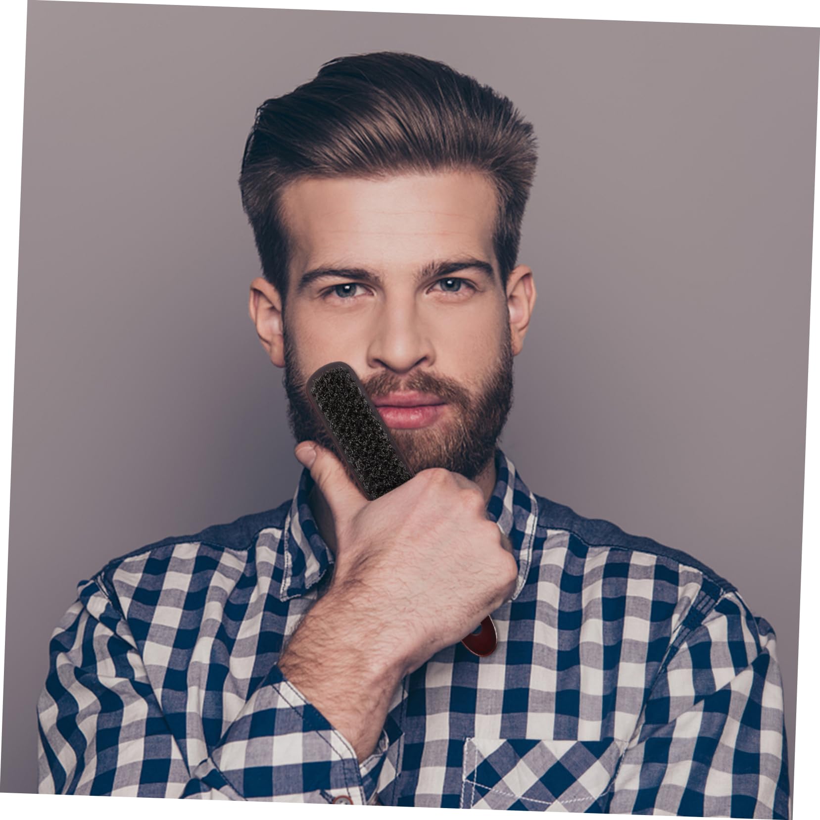 Mikinona 2 Pcs Beard Brush Wooden Handle Barber Beard Quality Easy to Clean Travel-friendly