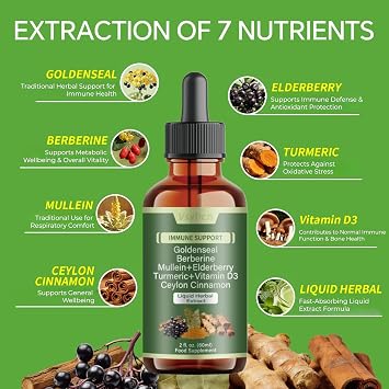 Mullein Leaf Extract for Lungs, 7-in-1 Mullein Drops for Lung Cleanse