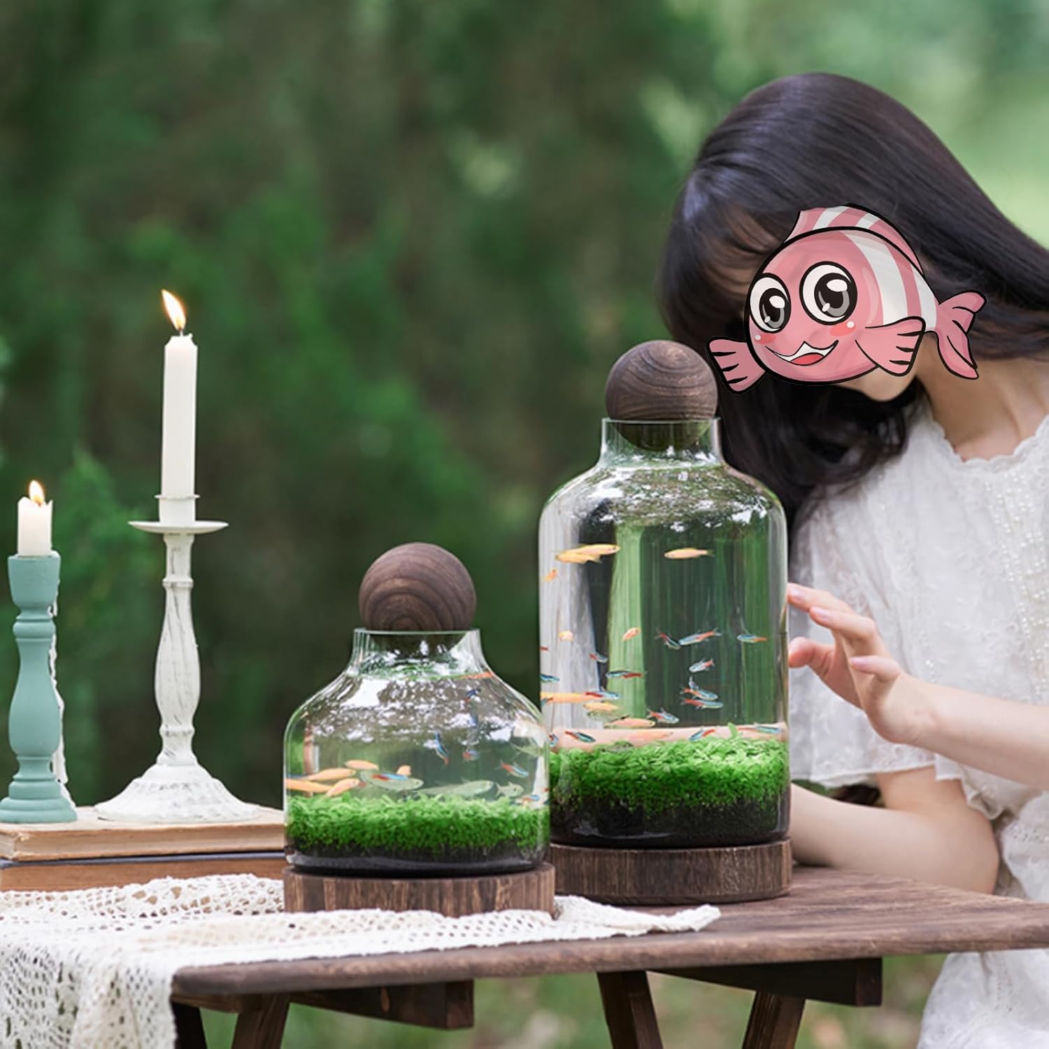 Micro Landscape Eco Bottle Glass Fish Tank Aquarium, Aqua Bottle Water Plant Seed Hydroponic Bottle, Home Art Decoration Decoration,B