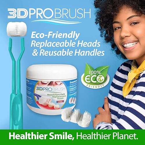 Miniatura 6 de 3D PRO BRUSH | 2 cepillos de dientes de 3 lados | 3 veces triple limpieza + masaje de encías suaves | Paquete de 14 cabezales de repuesto | Raspador