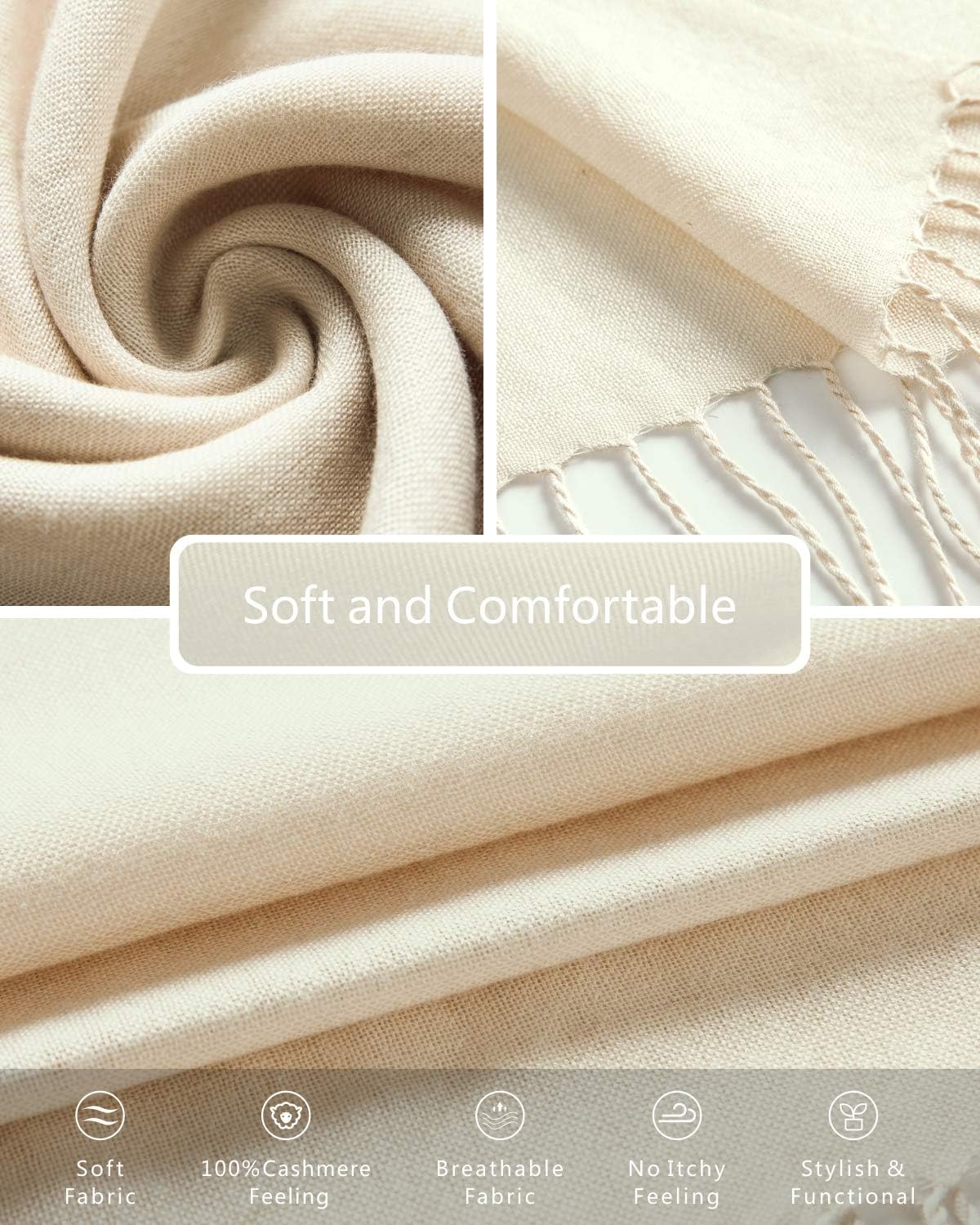 EURKEA Women's Scarf Pashmina Silky Soft Shawls Wraps Stole for Evening, Wedding and Gift - Image 4