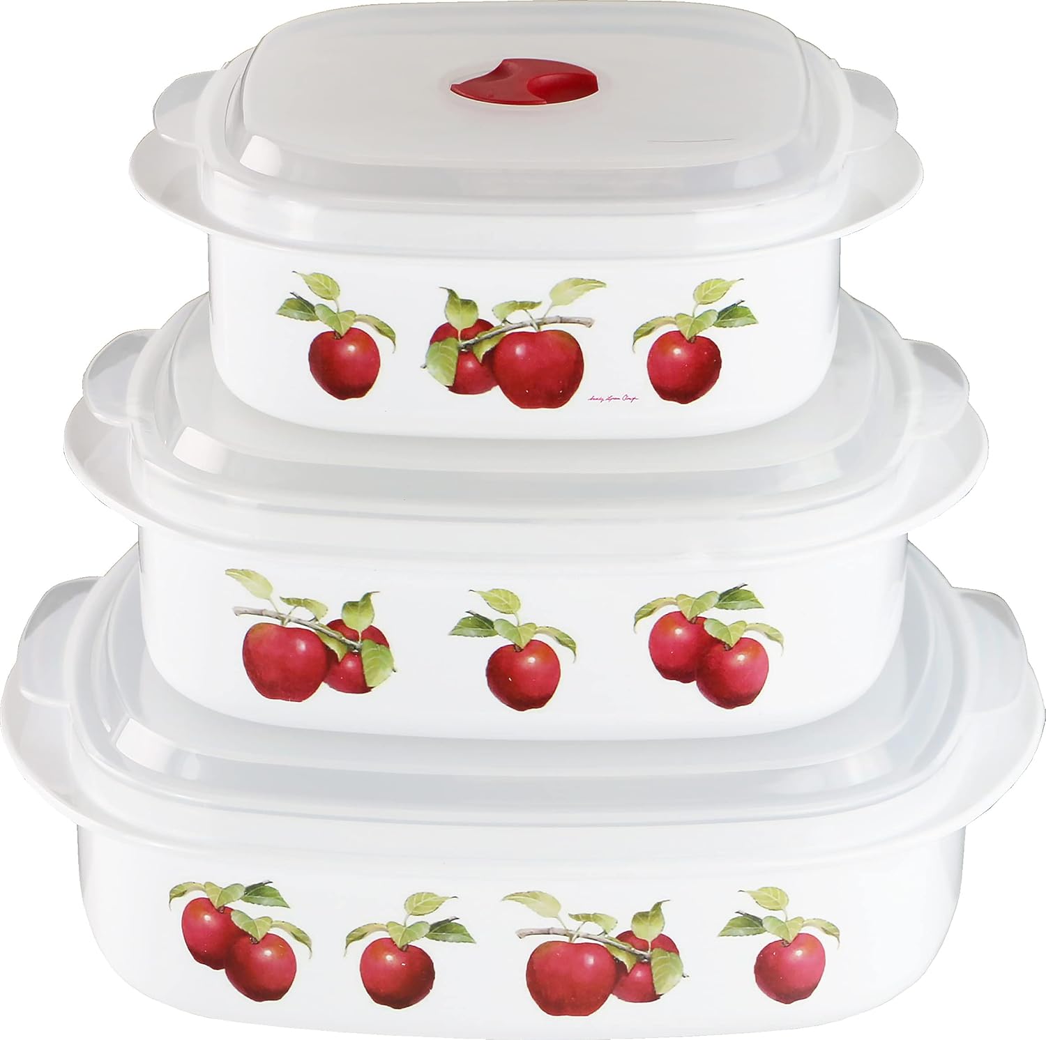 Reston Lloyd Nesting Microwave Containers, Set of 3, Adjustable Steam Vents, Airtight, Meal Prep, BPA-Free Plastic- Freezer & Dishwasher Safe, Cookware & Food Storage, Harvest Apple (Pack of 6)