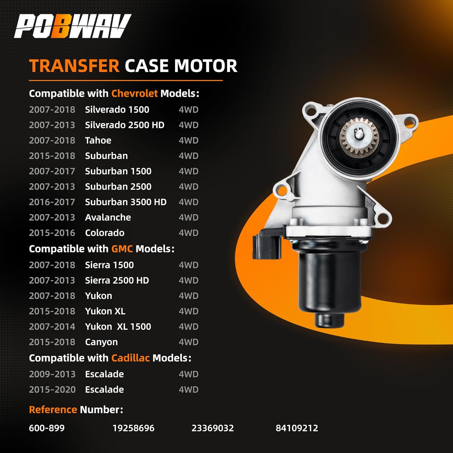 600-899 4WD Transfer Case Shift Motor Actuator Compatible with Avalanche Tahoe Sierra 1500 Yukon XL Silverado 1500 2007-2018, Replaces Transfer Case Shift Motor Assembly 19258696 23369032