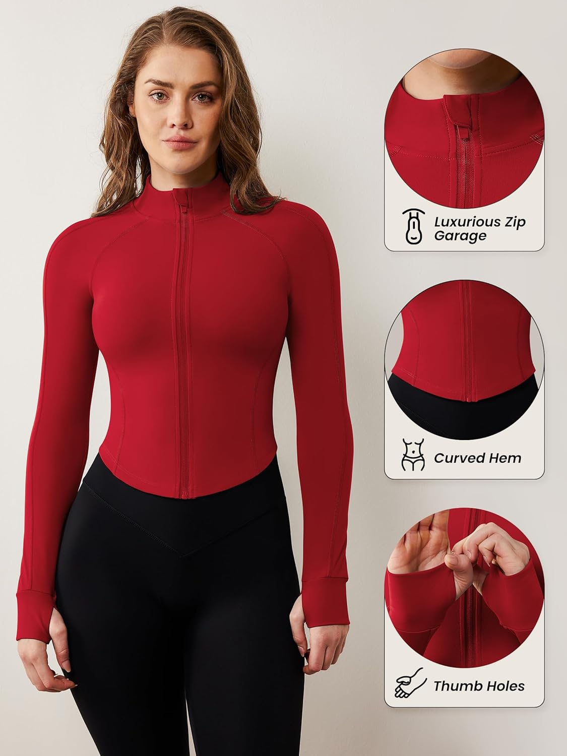 AVGO Women's Workout Jacket Lightweight Zip Up Cropped Yoga Jackets Slim Fit Athletic Tops with Thumb Holes - Image 4