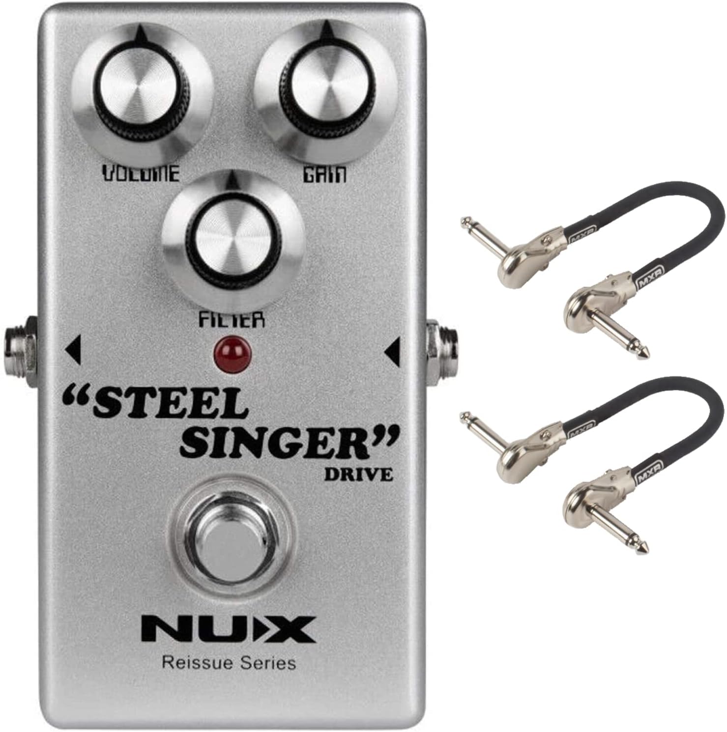 Briskdrop NUX Steel Singer Overdrive Pedal Bundle with 2 MXR Patch Cables steelsingerpsu