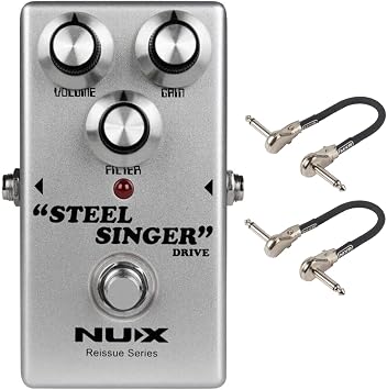 NUX Steel Singer Overdrive Pedal Bundle with 2 MXR Patch Cables steelsingerpsu
