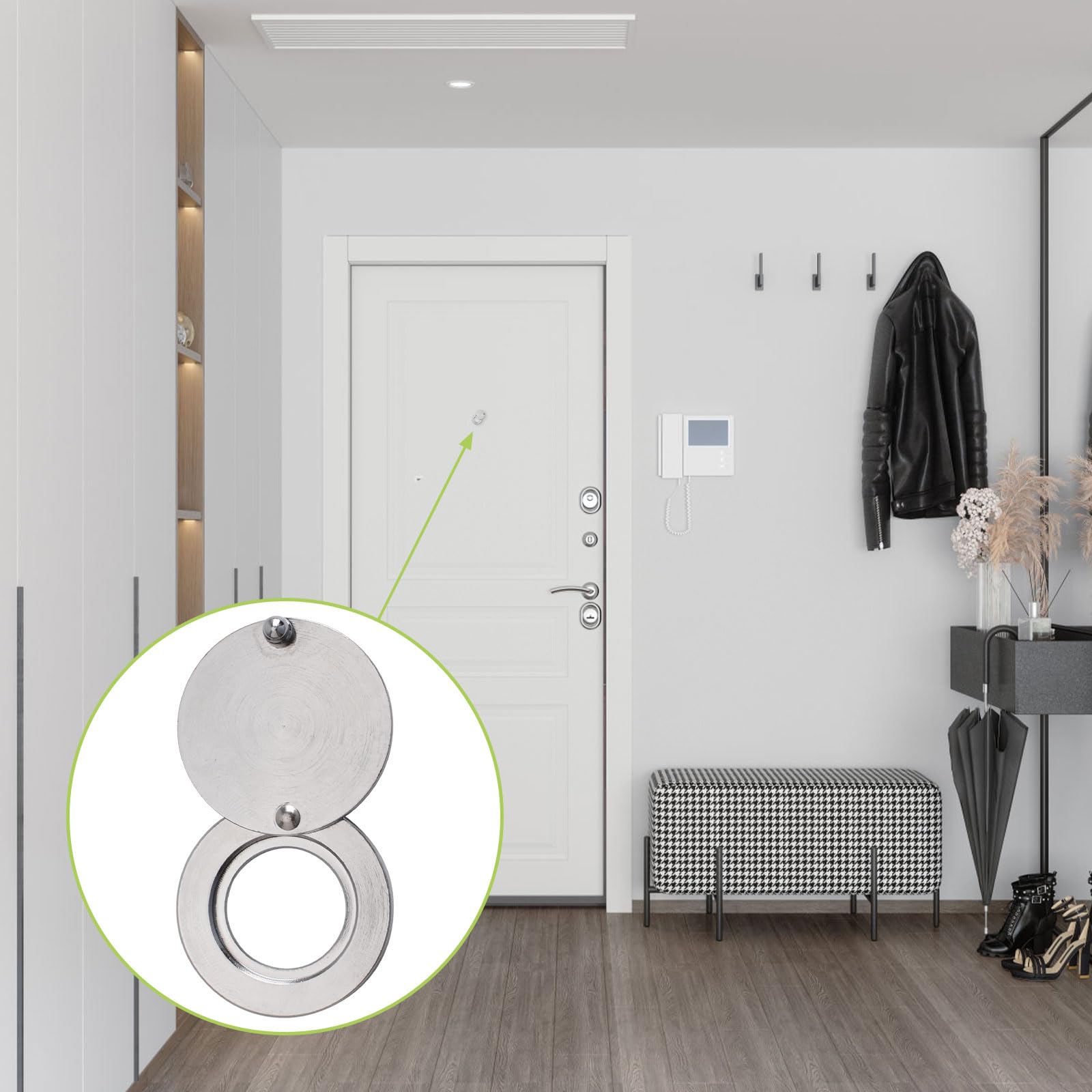 UFURMATE Door Viewer Cover – 2-Pack Bright Chrome Brass Privacy Rotating Covers For Peepholes (16mm Inner Diameter)