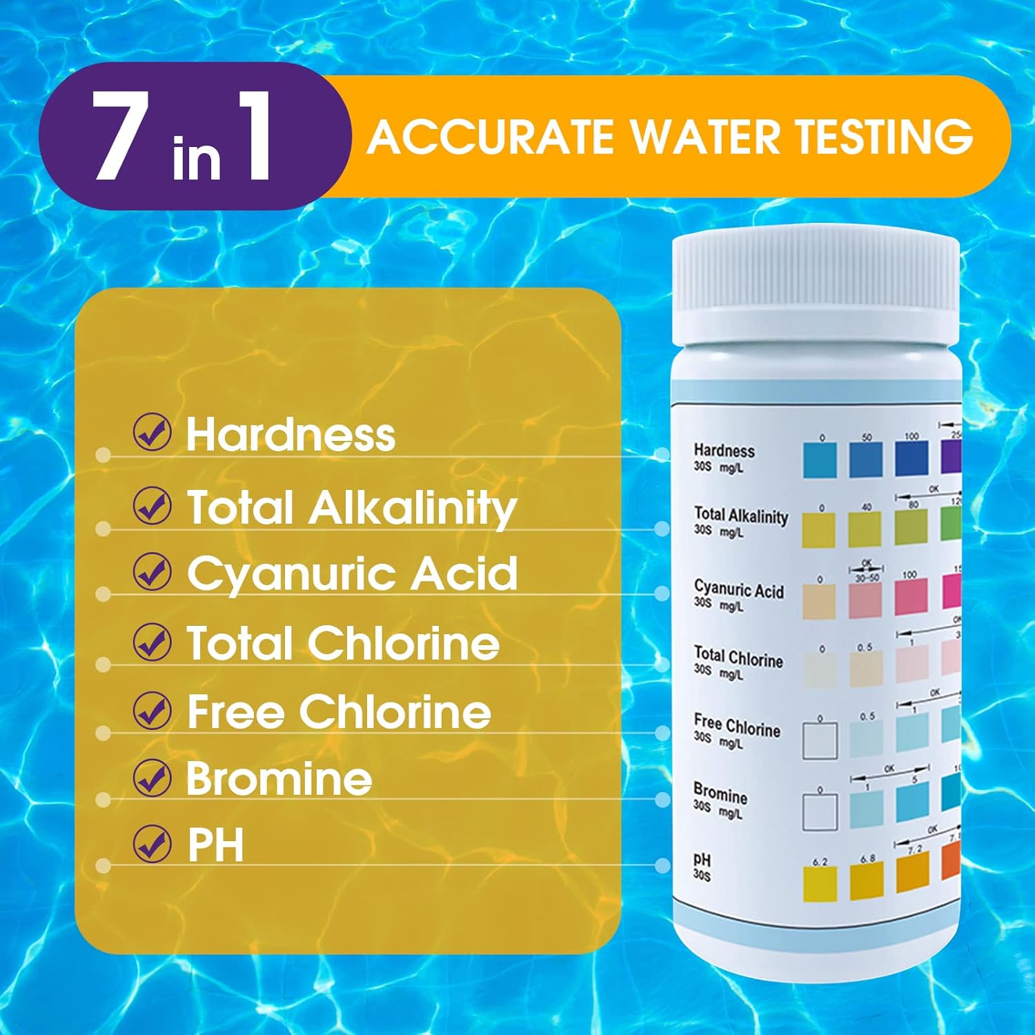 Buy 7Way Pool and Spa Test Strips 100 Count, Water Quality Testing