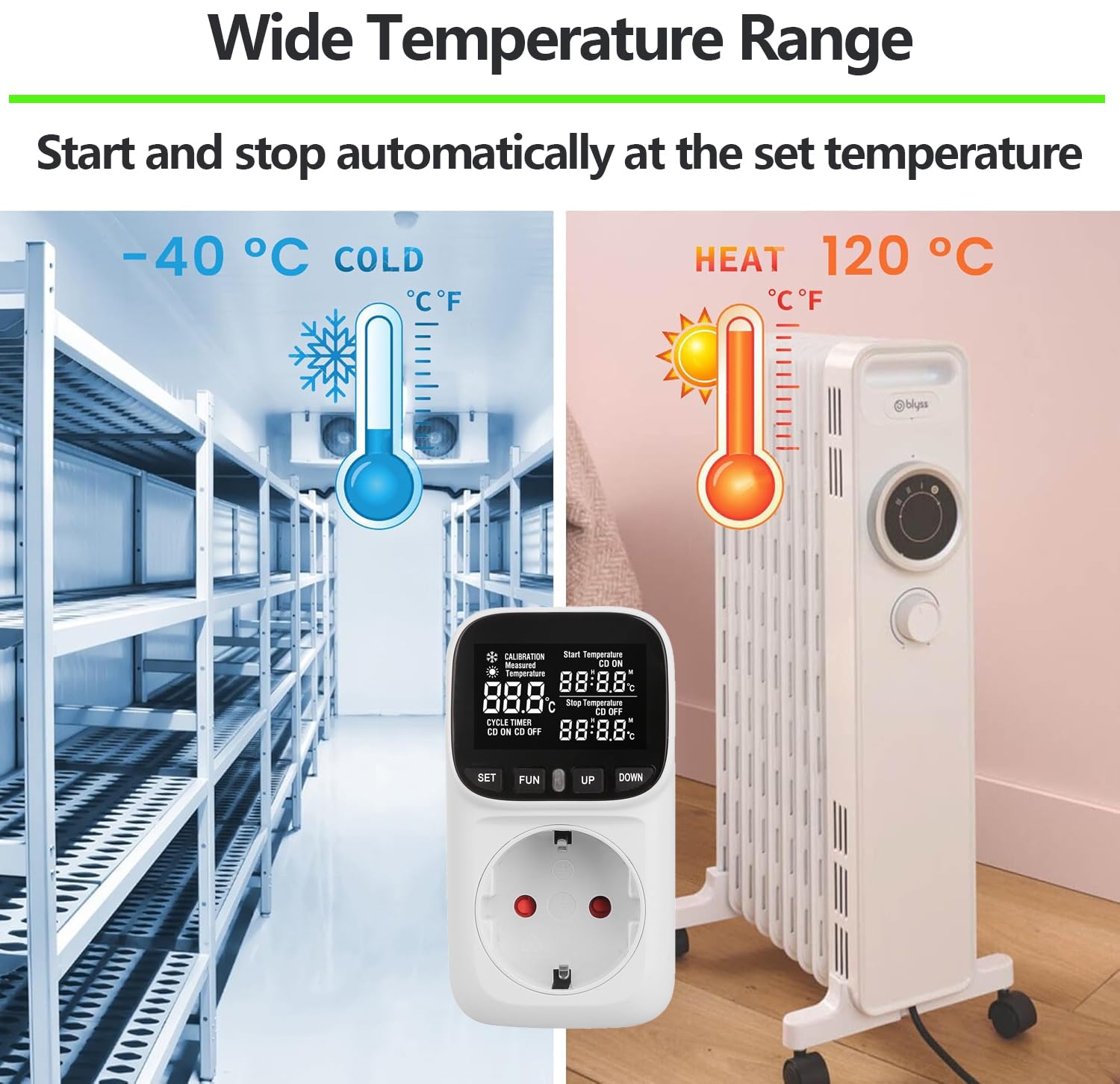 Prise Thermostat Numérique 16A 230V, Contrôleur de Température Intelligent avec Capteur Externe, Écran LCD Régulateur -40℃~120℃, Minuterie pour Serre, Aquarium, Couveuse, Chauffage et Réfrigérateur