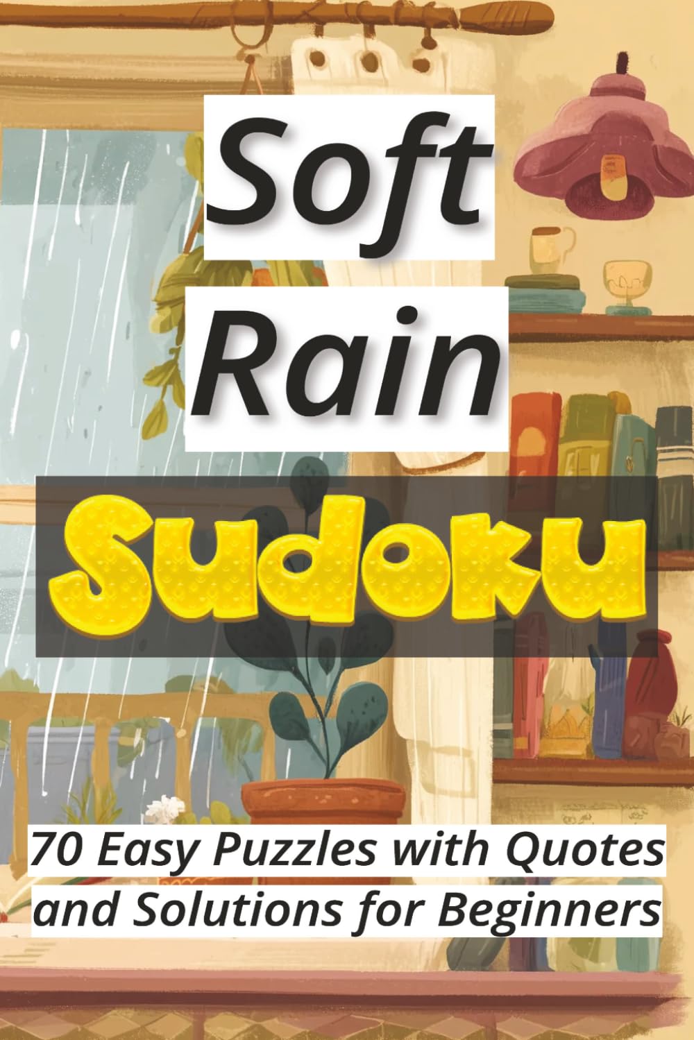 Soft Rain Sudoku: 70 Easy Puzzles with Quotes and Solutions for Beginners Ι Sudoku Serenity Series Ι Relax and Calm Ι 6x9 inches, 106 pages