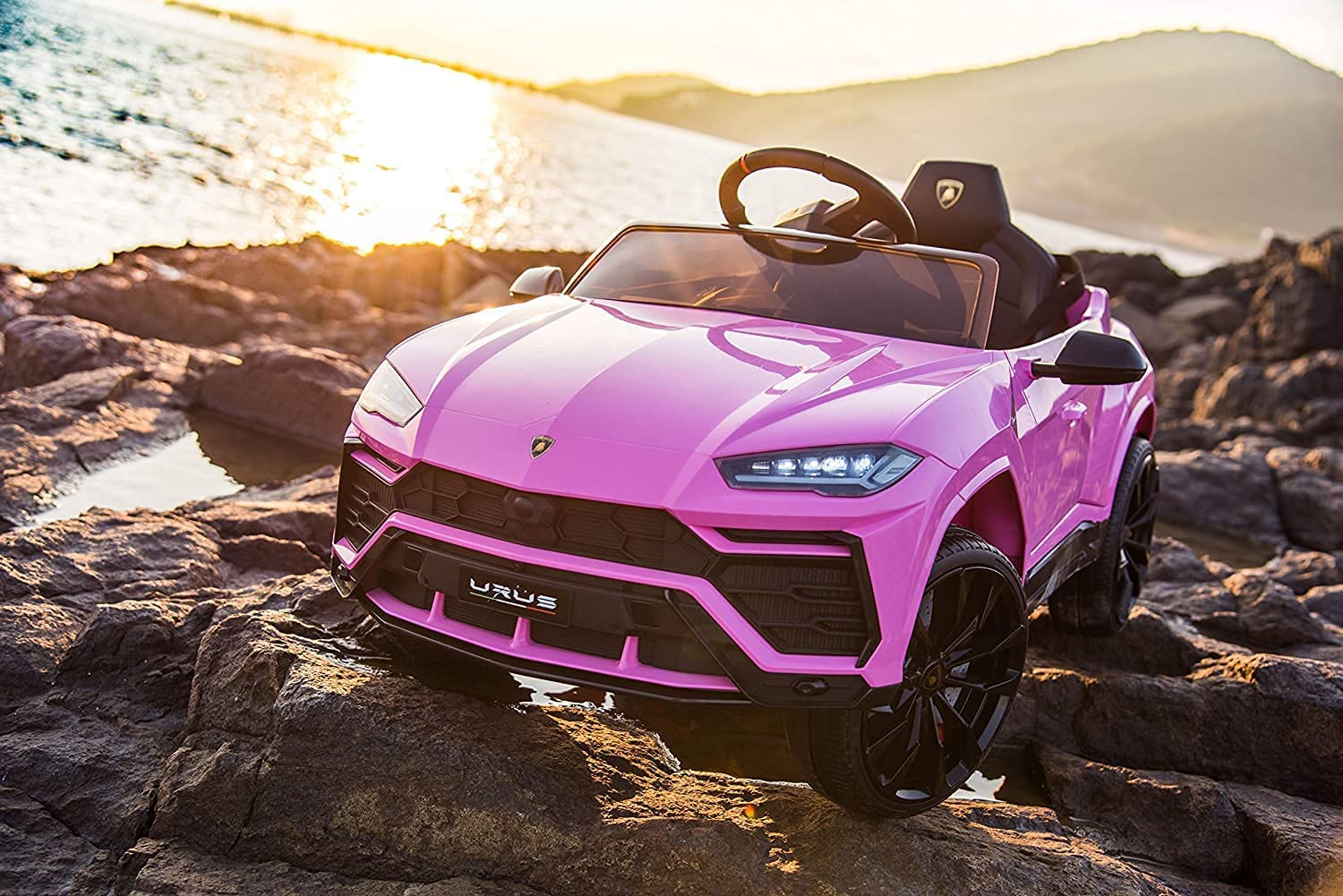 FINOOS Coche Eléctrico para niños Lambo Urus 12V con Control Remoto 1-4 Años Rosa