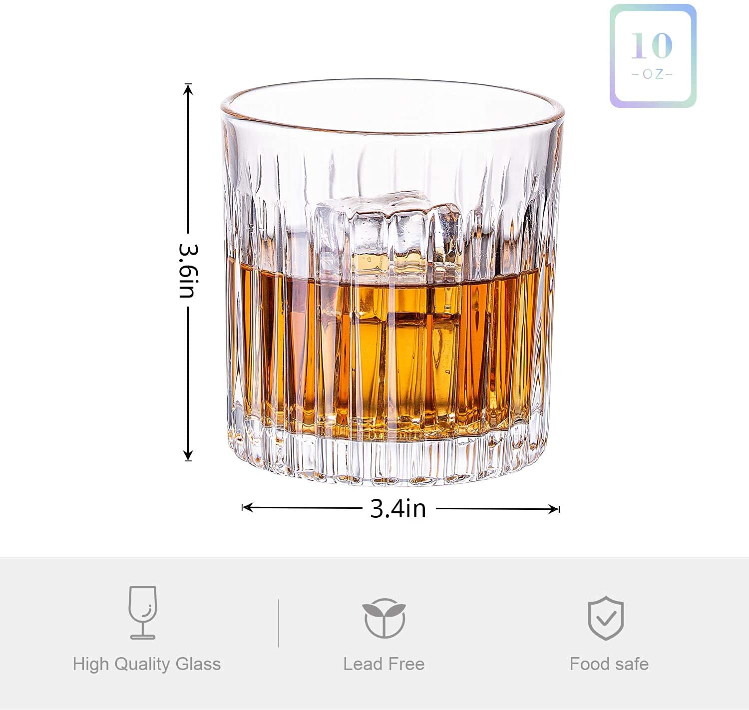 MZP Italin Premium Luxury Crystal Double Old Fashioned - Set of 4 Whiskey Glasses - Whiskey - Bourbon - Water - Beverage - Drinking Glasses - (Chutki (4)) 4