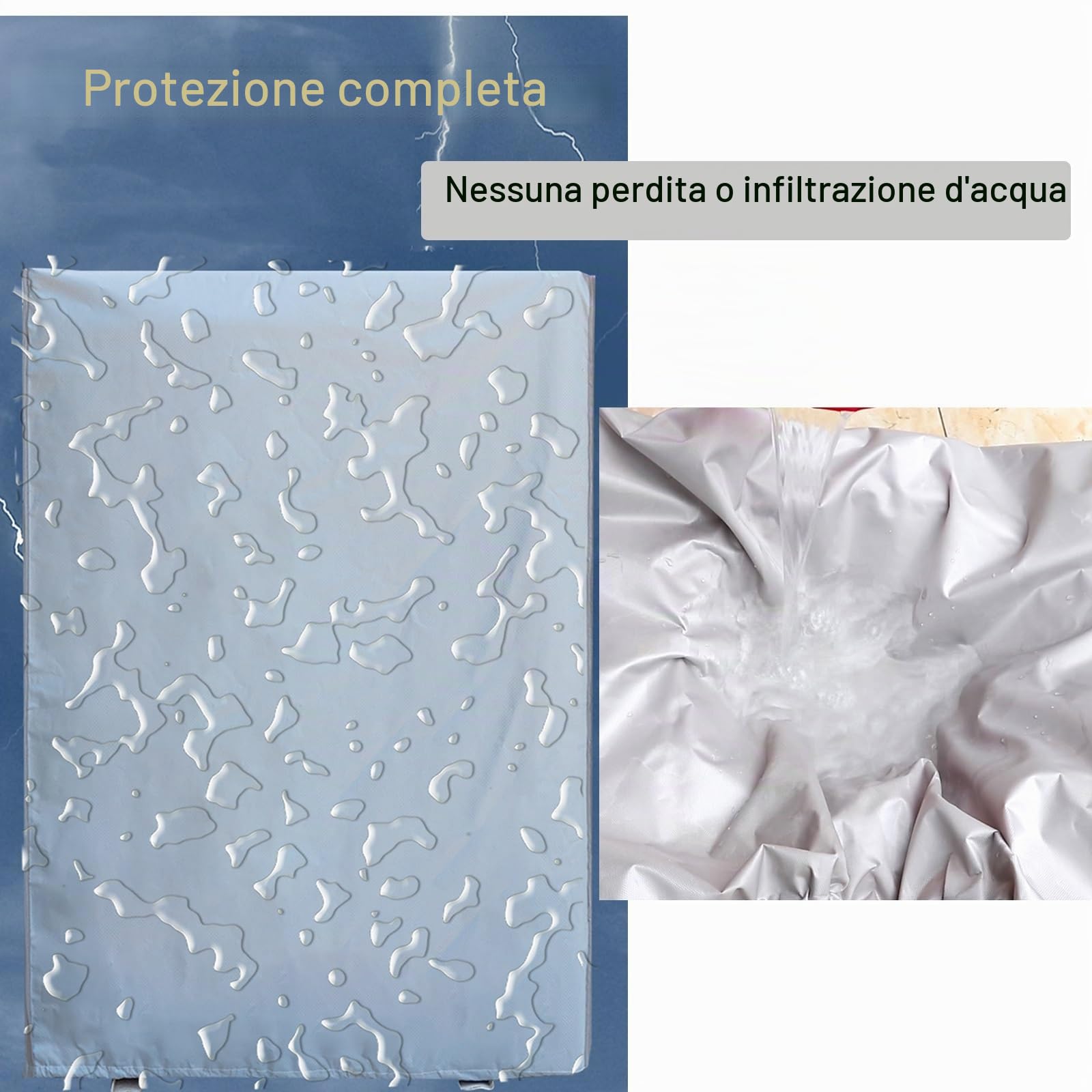 Copertura Condizionatore Esterno, Impermeabile e Antivento, Telo Esterno Anti-Neve Anti-Polvere, Copertura Pompa di Calore, Tessuto Oxford 600D(Silver,150x45x110cm/59x18x43in)