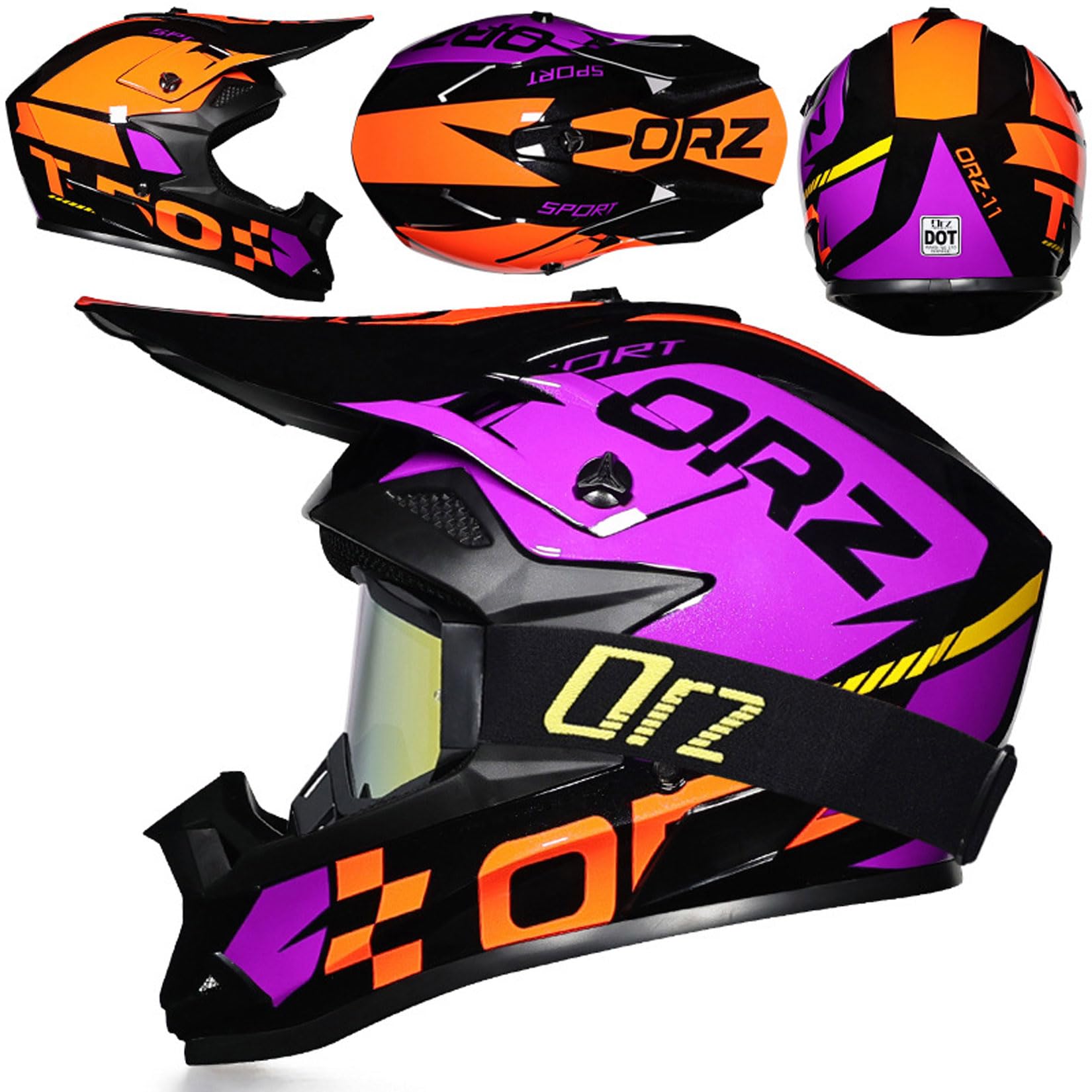 Casco De Motocross para Hombre Mujer Casco Todoterreno ATV con Gafas Casco De Motocicleta ECE De Cara Completa para Carreras MX Motos De Nieve Y Motos De Cross,Purple~4-M