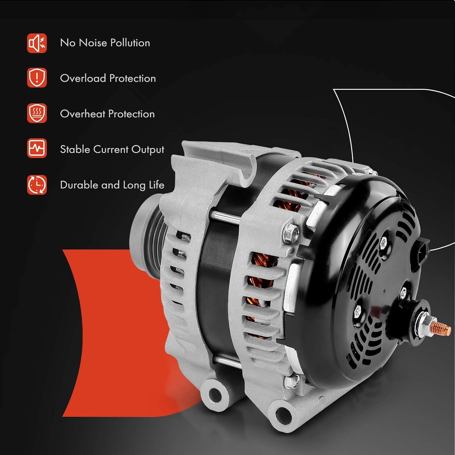 A-Premium Alternator Compatible with Jeep Cherokee 2014 3.2L, 12V 180A 6-Groove Clutch Pulley Clockwise