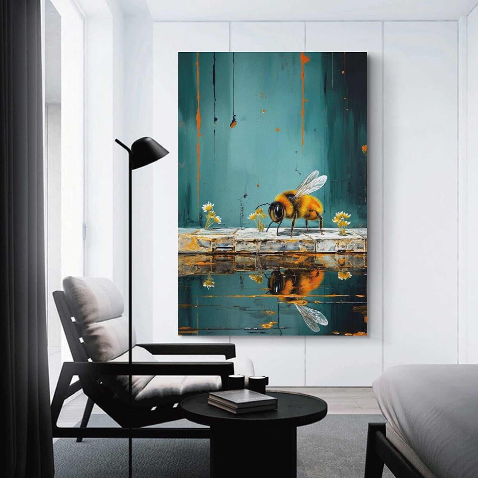 Junmoney Decorative Canvas Print Agent Bee, 20x30inch(50x75cm), for Office, Study Or Home Workspace, Decorative Artwork for Productive Spaces
