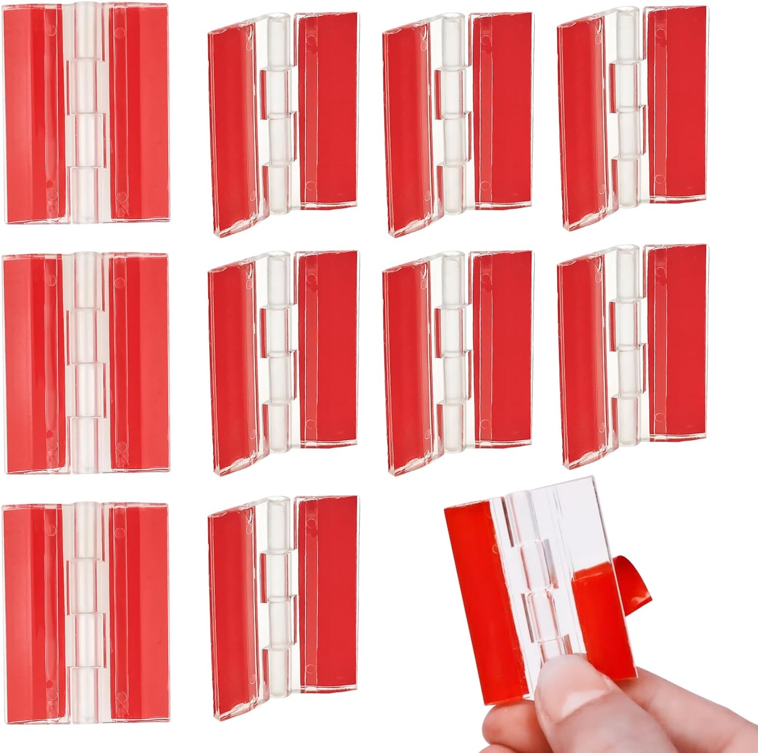 16 PCS Clear Mini Plastic Hinges for Plexiglass Clear Small Hinges Plastic Transparent Continuous Piano Hinge Folding Hinge Tools for Crafts, Aquarium Lid, Cabinet, Furniture (1.73 x 1.34 Inch)