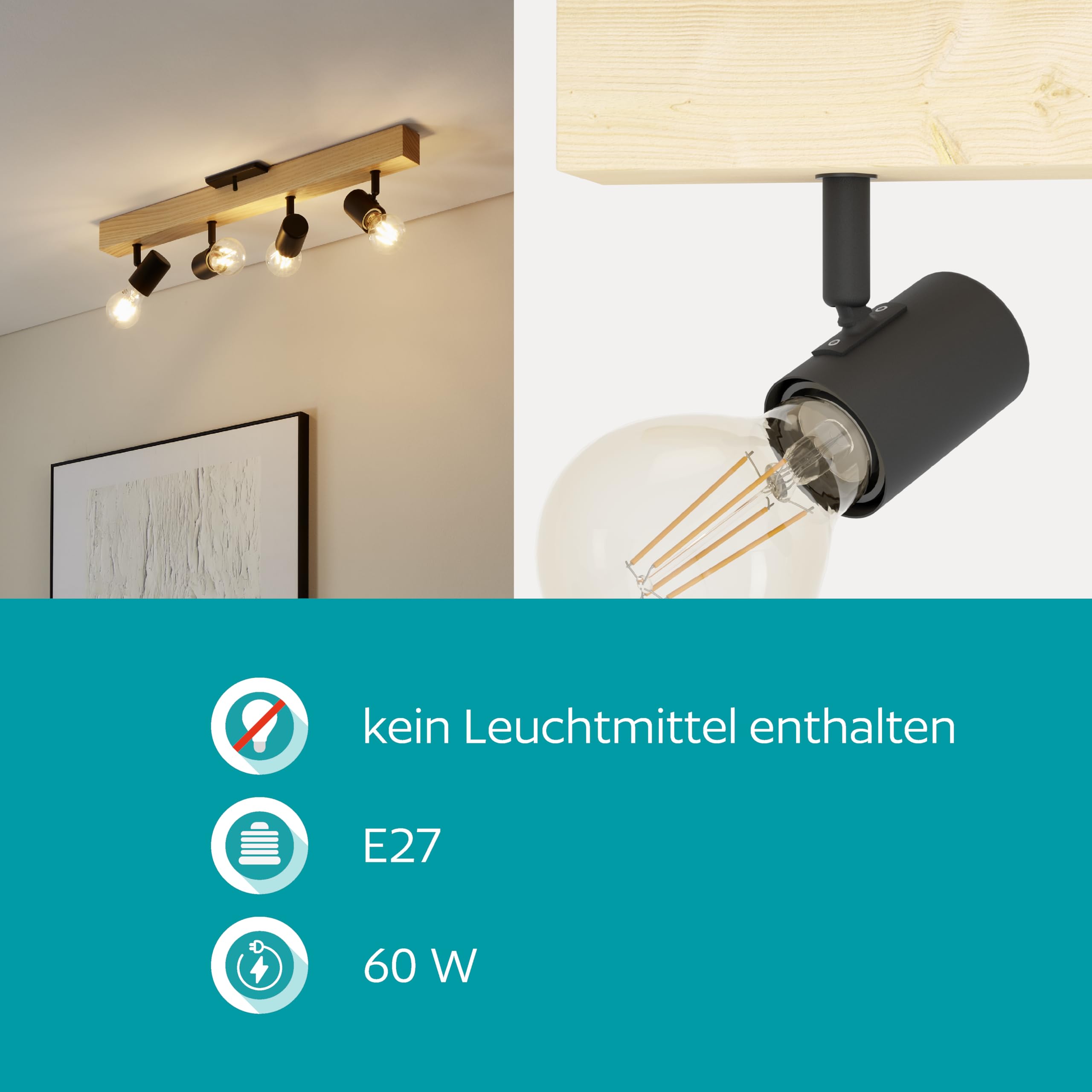 EGLO Deckenlampe Townshend 3 4 flammiger Vintage