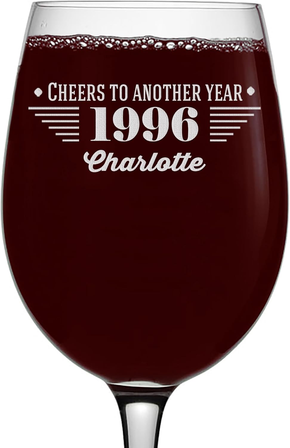 Personalized Vintage 30th Etched 16oz Stemmed Wine Glass – Custom 1996 Happy 30th Birthday Gifts for Women Men, Cheers Turning 30 Year Old, 30 Bday Party Favor, Best Gift Idea Her Sister Wine Lover