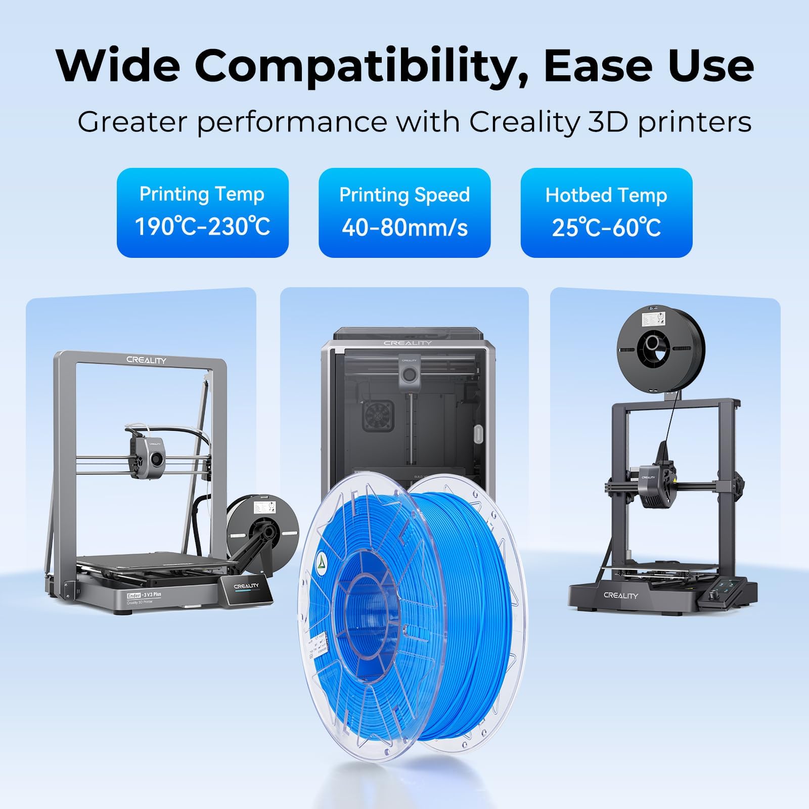 Creality Hyper PLA RFID 1,75mm 1kg, Hochgeschwindigkeits Filament 1.75 PLA für 3D-Drucker (30-600mm/s), Kompatibel mit K2 Plus Combo & CFS (Creality Filament System), Schwarz