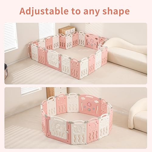 Miniatura 3 de Corralito plegable para bebés con panel de juego y puerta de seguridad, ventosa antideslizante de forma ajustable, bolígrafos de juego para bebés y