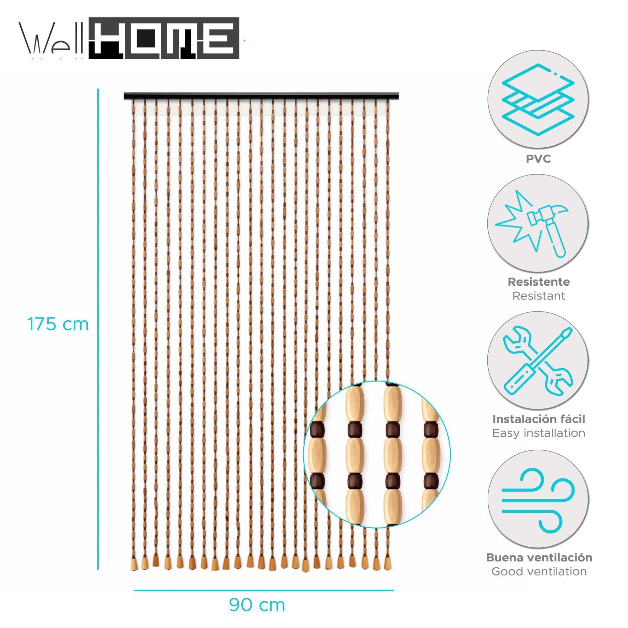 Well Home Perlenvorhang für Türen, 175 x 90 cm, dekorativ mit Perlen, 3er-Set