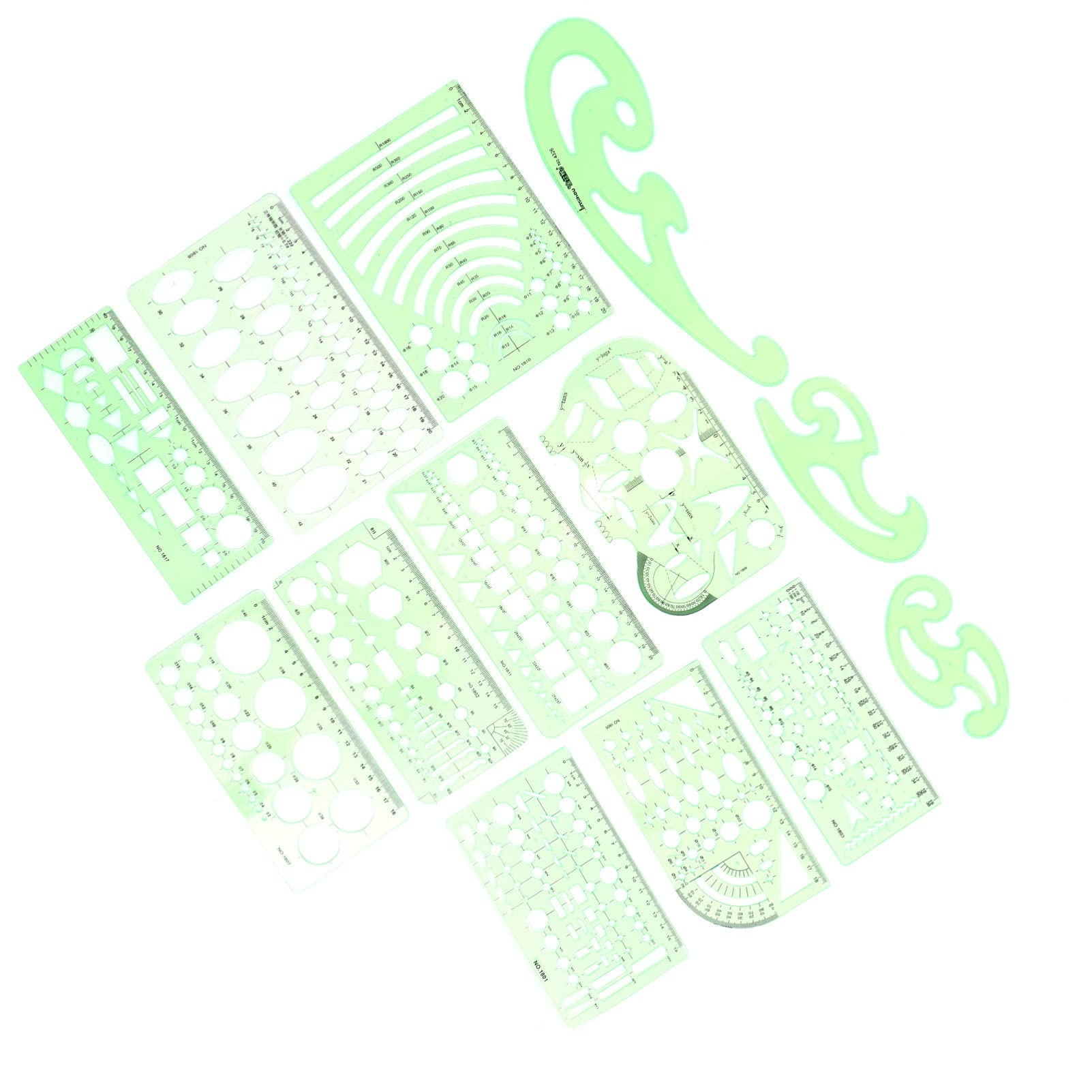 Plantillas Multiusos Verde Pet 13 de Dibujo Piezas Geométrico
